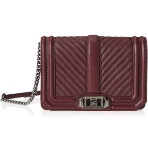 REBECCA MINKOFF Chevron Small Love Burgundy Gunmetal Top handle Crossbody Bag